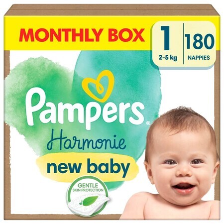 Pampers Harmonie, luiers, maat 1, 2-5 kg, 180 stuks