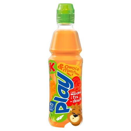 Kubuś Play! Carrot & Fruit, bevanda con tanta frutta e carote, carote, fragole, mele, lime, 400 ml