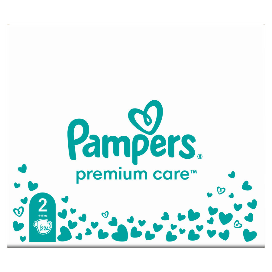 Pampers Premium Care, scutece, mărimea 2, 4-8 kg, 224 buc