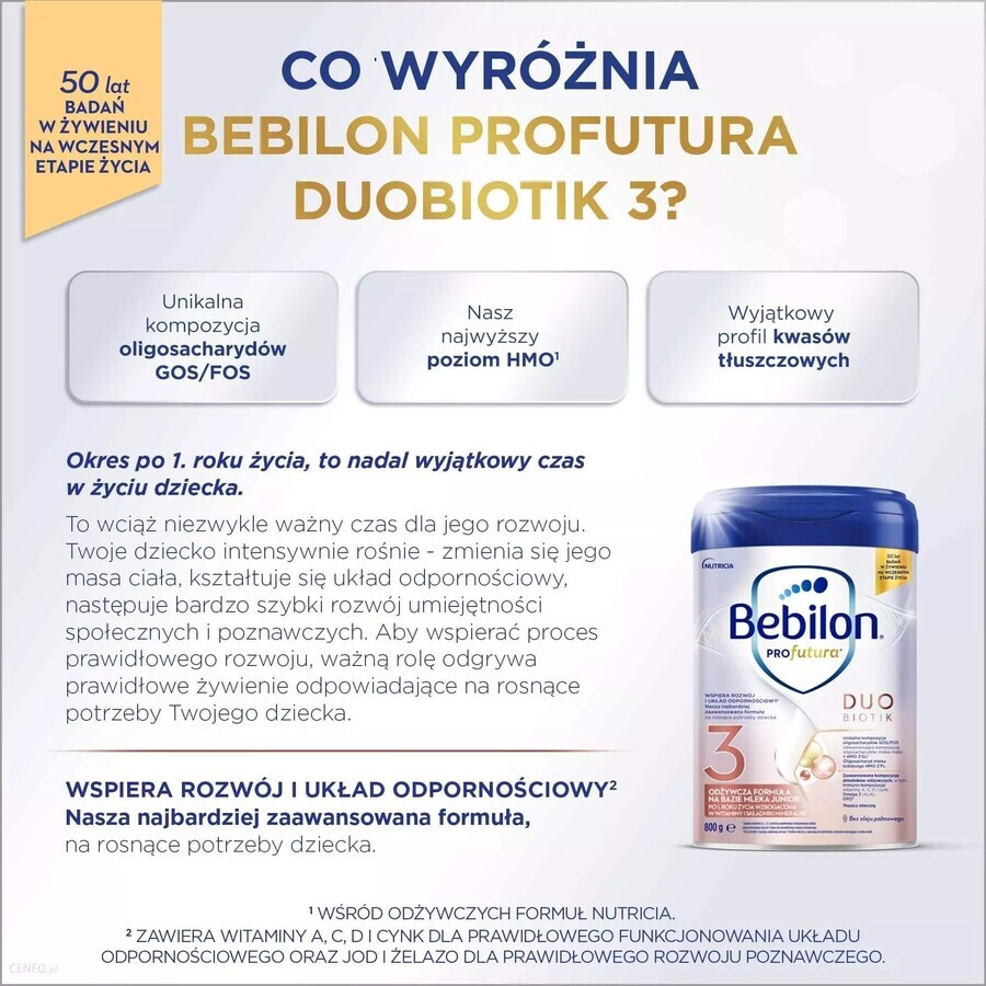 Bebilon Profutura Profutura DuoBiotik 3er Set, nährende Milchnahrung, ab 1 Jahr, 3 x 800 g + Mustela Bebe Enfant, nährendes Waschgel, 300 ml gratis