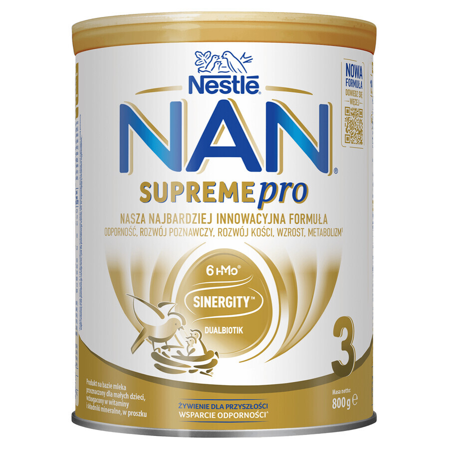 Nestlé NAN Supremepro 3 HMO, lait de suite pour bébés de plus d'un an, 800 g