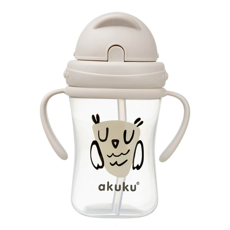 AKUKU, bottle with retractable straw, owl, from 9 months, 300 ml