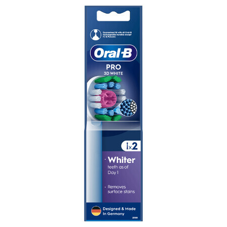 Oral-B Pro 3D White, punte di ricambio per spazzolino elettrico Clean Maximiser, 2 pezzi