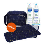 Mustela Bebe Enfant Hydra Bebe Set, Körpermilch 750 ml + sanftes Reinigungsgel 750 ml + gratis Tauschmattenbeutel