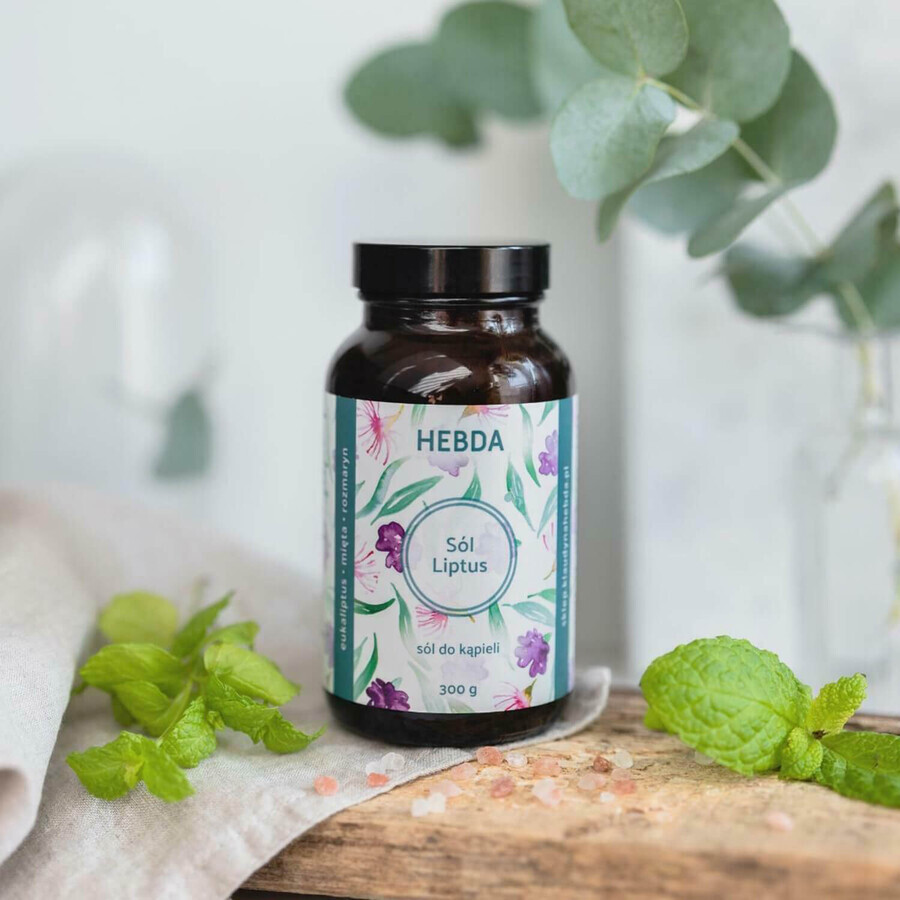 Hebda, Liptus bath salt with eucalyptus and mint, 300 g