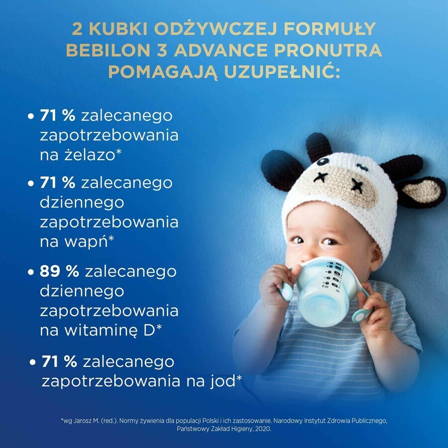 Set Bebilon Advance Pronutra 3 Junior, Milchnahrung, ab 1 Jahr, 2 x 1000 g + Mustela Feuchttücher, 60 gratis