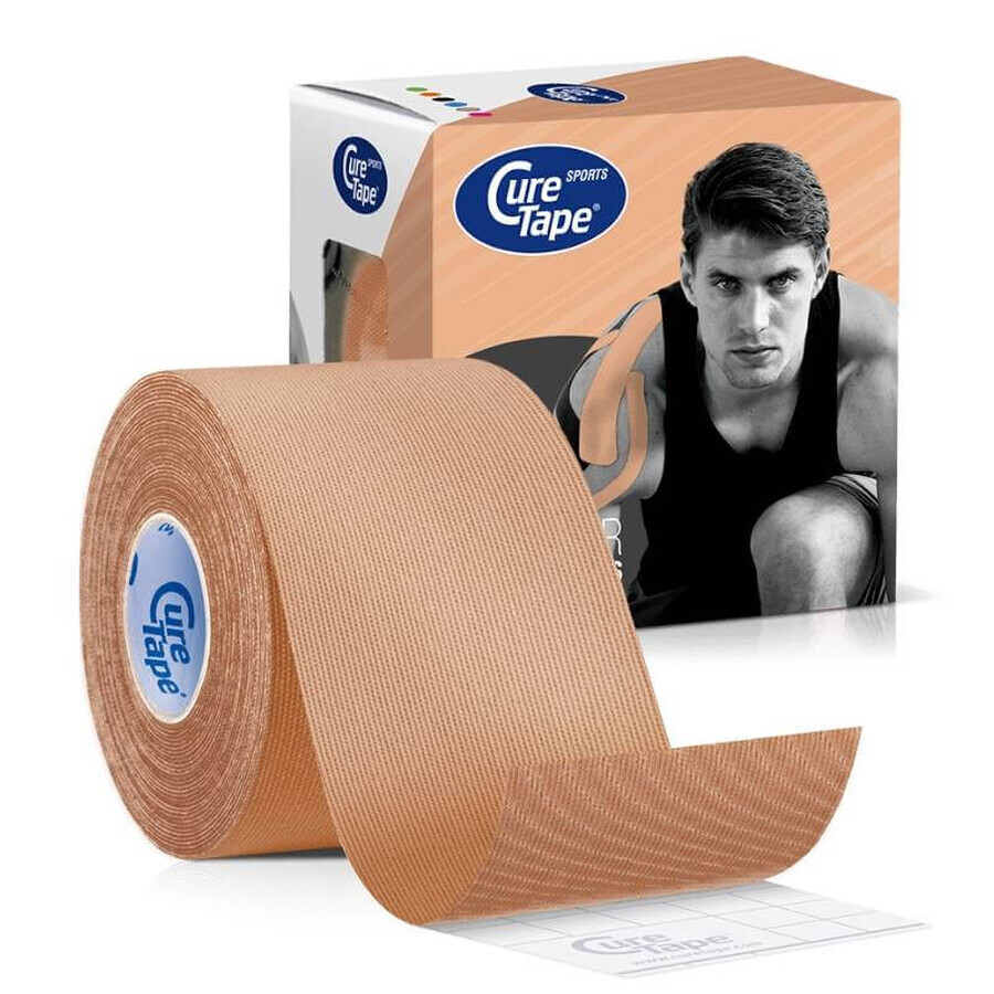 CureTape Sports, nastro kinesiologico, beige, 5 cm x 5 m, 1 pz.