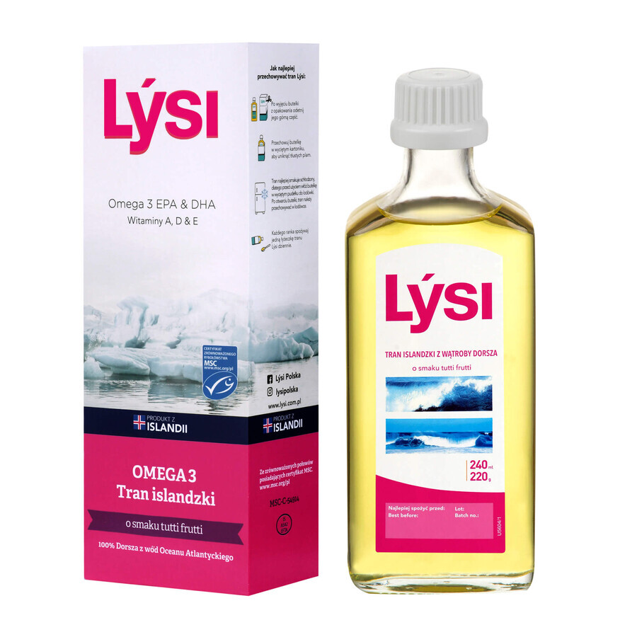 Lysi Icelandic Trance für Kinder, Tutti-Frutti-Geschmack, 240 ml + kostenloser Deckel