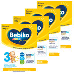 Bebiko Junior 3 Nutriflor Expert set, formula nutriente a base di latte, oltre 1 anno, 4 x 600 g