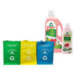 Set Frosch, gel de înmuiere a țesăturilor, rodie, 2 x 1,5 l + concentrat de înmuiere a țesăturilor, rodie, 750 ml + saci de separare a deșeurilor, 3 gratuit