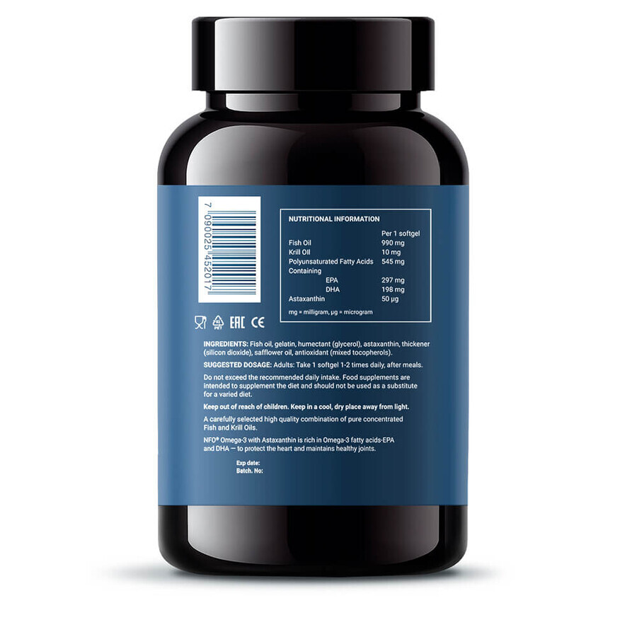 NFO Krill Oil Astaxanthine, krillolie met astaxanthine, 60 softgels