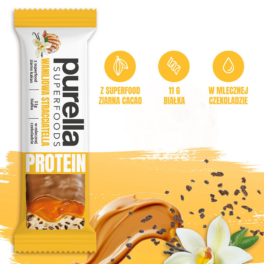 Purella Superfoods Protein, Eiweißriegel, Vanille Stracciatella, 45 g