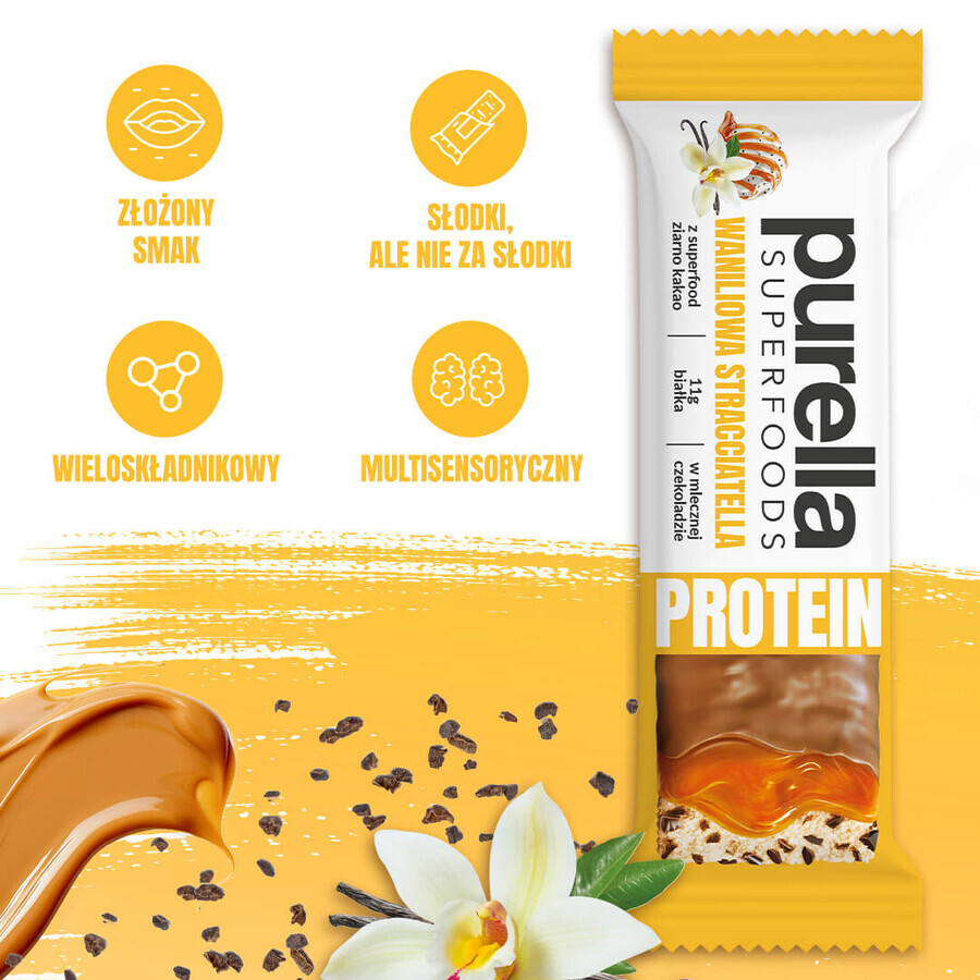 Purella Superfoods Protein, Eiweißriegel, Vanille Stracciatella, 45 g