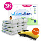 WaterWipes Soapberry Kids Bio, wet wipes, water with soap extract, from birth, 12 x 60 pcs + Ikoo Home, without hairbrush