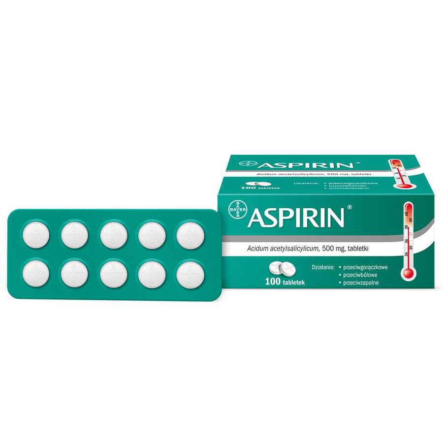 Aspirina 500 mg, 100 comprimidos