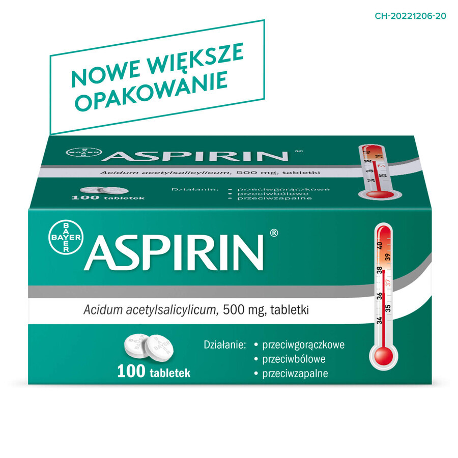 Aspirina 500 mg, 100 comprimidos