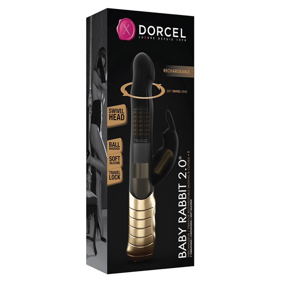 Dorcel Baby Rabbit 2.0, Kaninchenvibrator, schwarz und gold