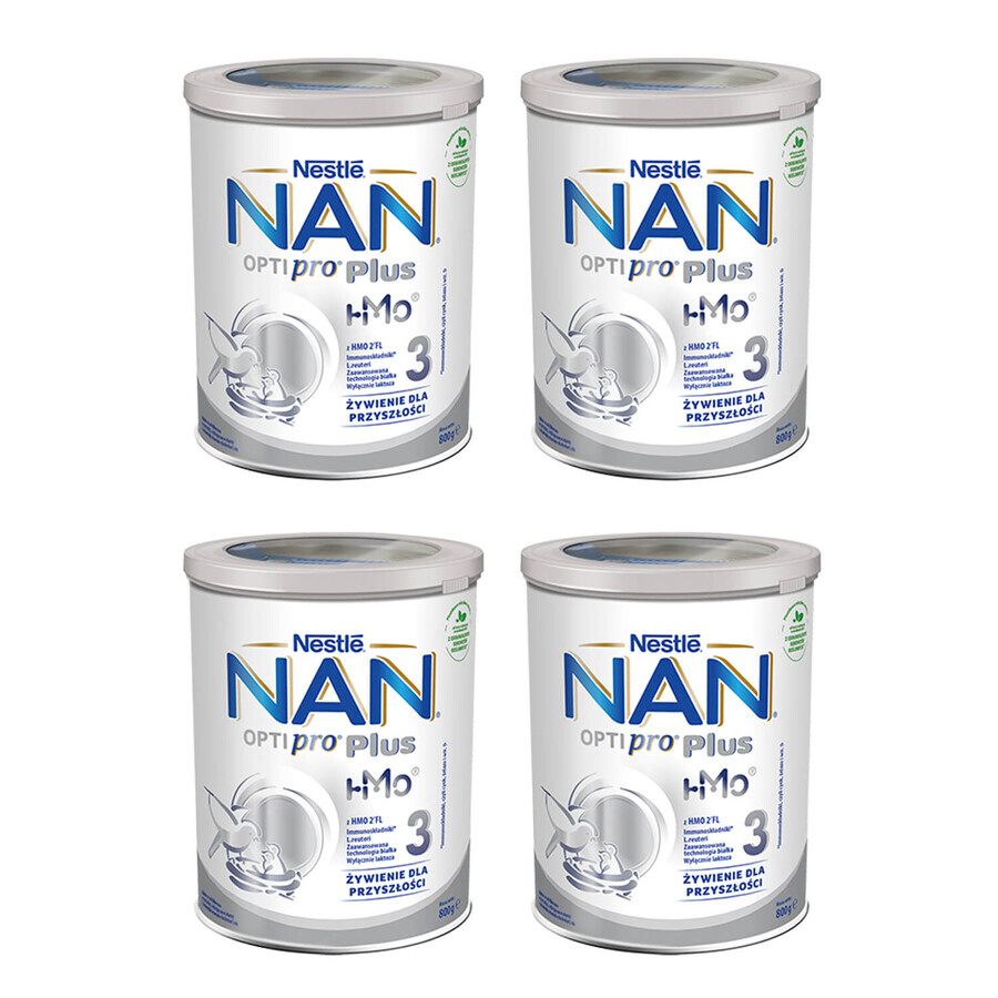 Nestle NAN Optipro Plus 3 HM-O, aangepaste melk voor baby's vanaf 1 jaar, 4 x 800 g