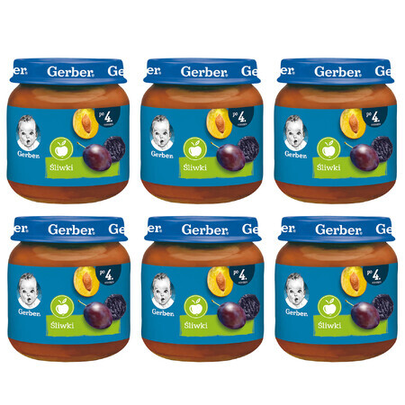 Set da dessert Gerber, prugne, dopo 4 mesi, 6 x 125 g