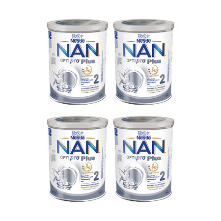 Nestle NAN Optipro Plus 2 HM-O, Formula di proseguimento per bambini di età superiore ai 6 mesi, 4 x 800 g