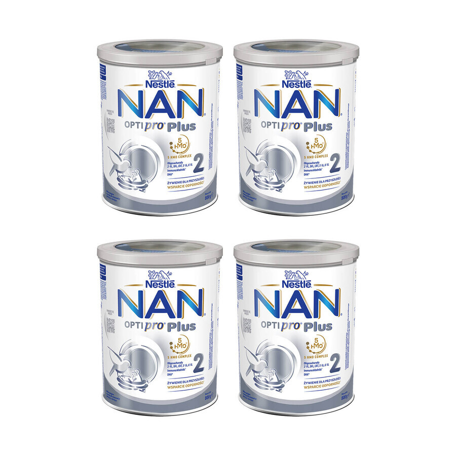 Nestle NAN Optipro Plus 2 HM-O, Formula di proseguimento per bambini di età superiore ai 6 mesi, 4 x 800 g