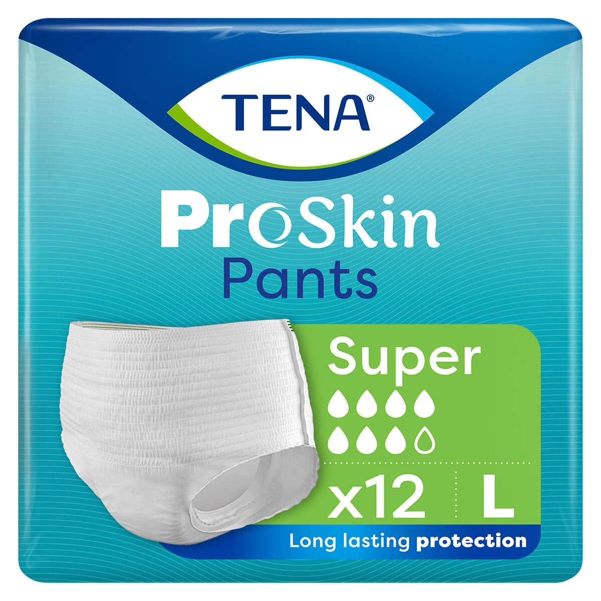 Tena Pants Proskin, absorbierende Slips, Größe L, 100-135 cm, Super, 12 Stück