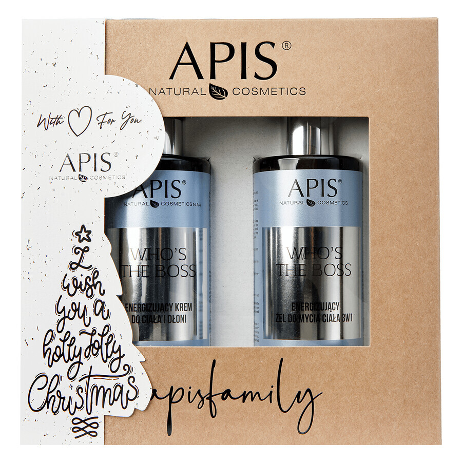 Apis Who's The Boss set, energieke 3-in-1 douchegel 300 ml + energieke lichaams- en handcrème 300 ml