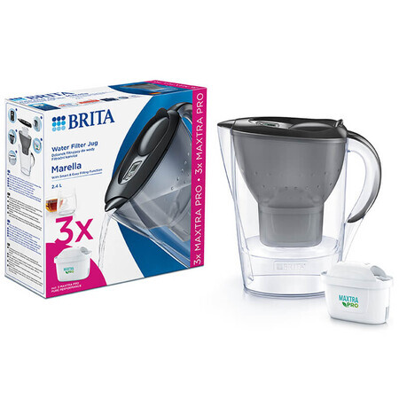 Brita Marella, carafe avec filtre 2,4 litres, graphite + filtre Maxtra Pro Pure Performance, 3 pièces