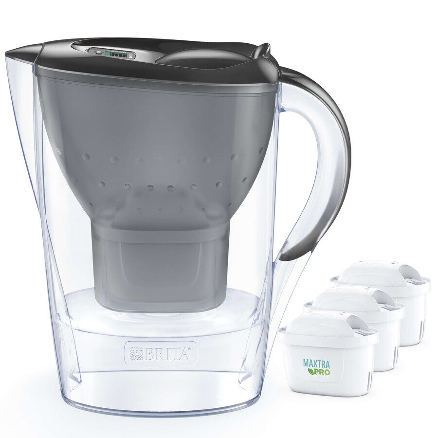 Brita Marella, carafe avec filtre 2,4 litres, graphite + filtre Maxtra Pro Pure Performance, 3 pièces