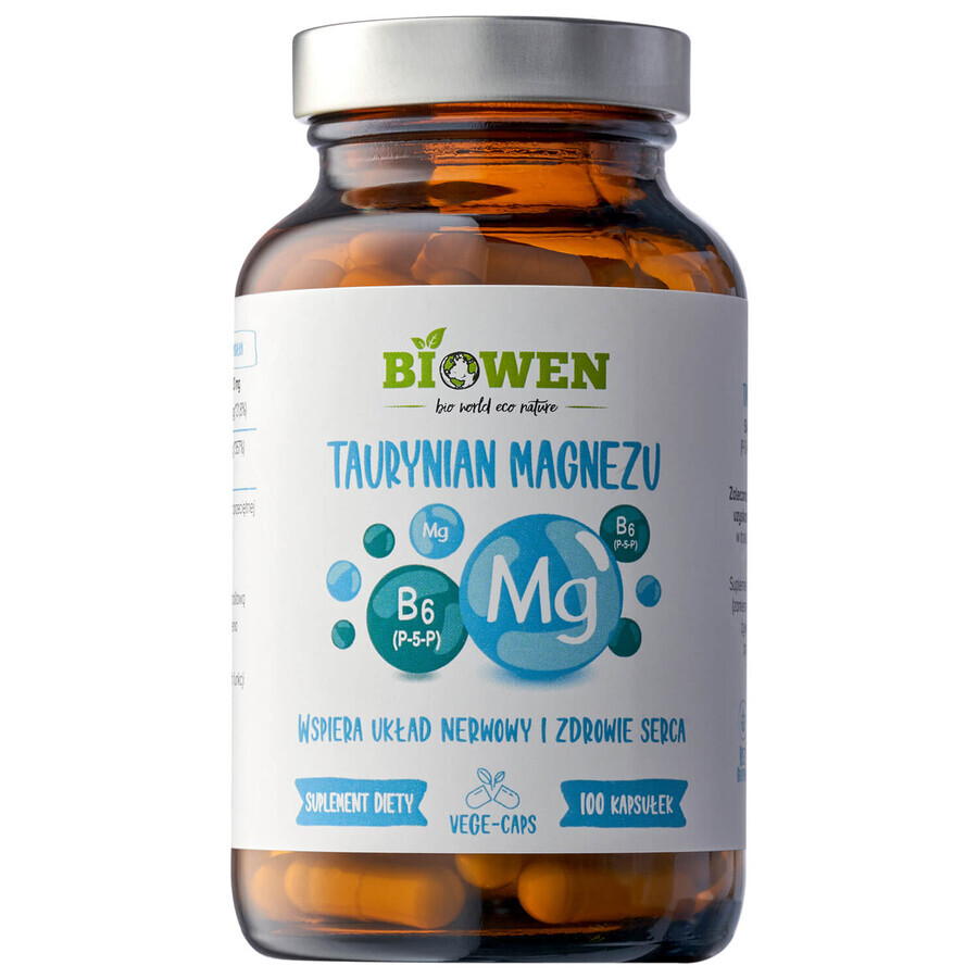 Biowen Taurat de magneziu + vitamina B6, 100 capsule