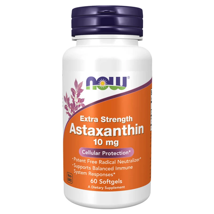 Now Foods Astaxanthin 10 mg, astaksantyna z mikroalg, 60 kapsułek miękkich: ceny i cechy