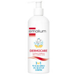 Emolium Dermocare 3 in 1 Set, Badelotion, Waschgel, Shampoo, 2 x 400 ml + Schutzspray für Kinder ab 1 Jahr, SPF 50+, 175 ml + gratis Handtuch