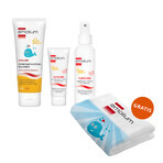 Set Emolium Suncare SPF 50+, protecție solară, 50 ml + spray de protecție solară, 100 ml + loțiune de protecție solară, 125 ml + prosop de baie gratuit