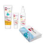 Set Emolium Suncare SPF 50+, protecție solară, 50 ml + spray de protecție solară, 100 ml + loțiune de protecție solară, 125 ml + prosop de baie gratuit