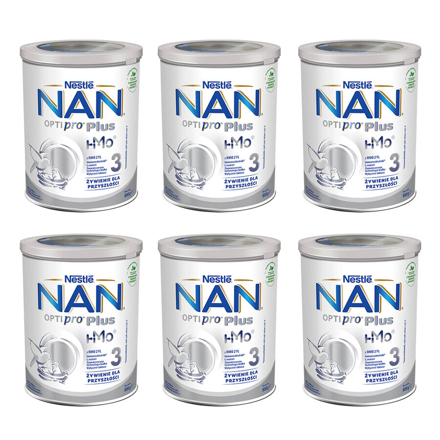 Nestle NAN Optipro Plus 3 HM-O, modifizierte Milch für Säuglinge ab 1 Jahr, 6 x 800 g