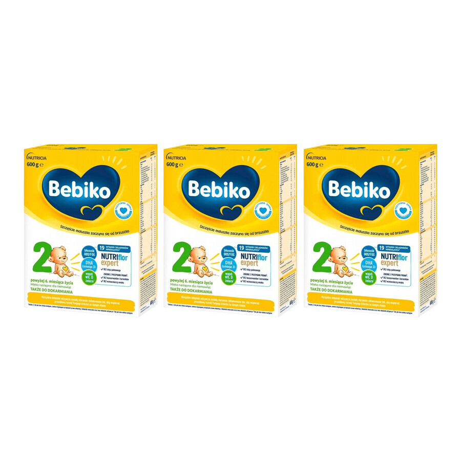 Bebiko 2 Nutriflor Expert Folgemilch-Set, ab 6 Monaten, 3 x 600 g