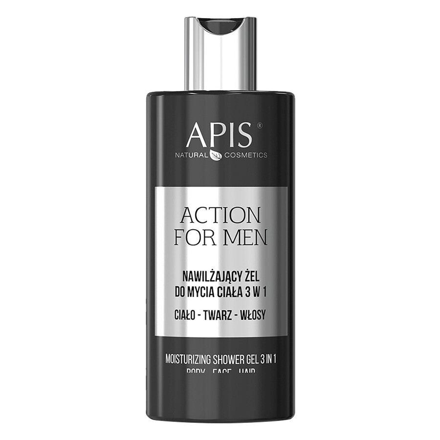 Set Apis Action For Men, gel hidratant de curățare a corpului 3în1, 300 ml + cremă hrănitoare pentru corp și mâini, 300 ml