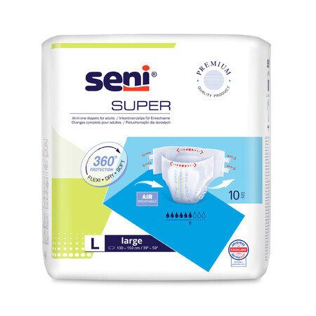 Super Pechos, pañales, grande, 100-150 cm, 10 uds.