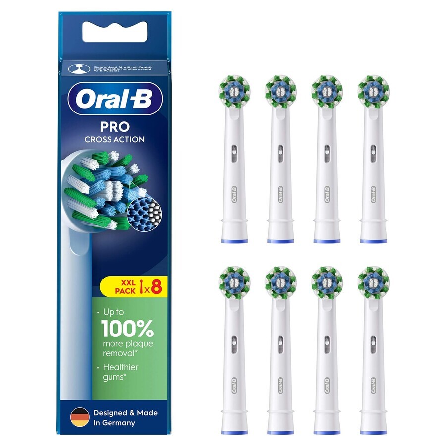 Oral-B Pro Cross Action, replacement tips for Clean Maximiser electric toothbrush, 8 pieces