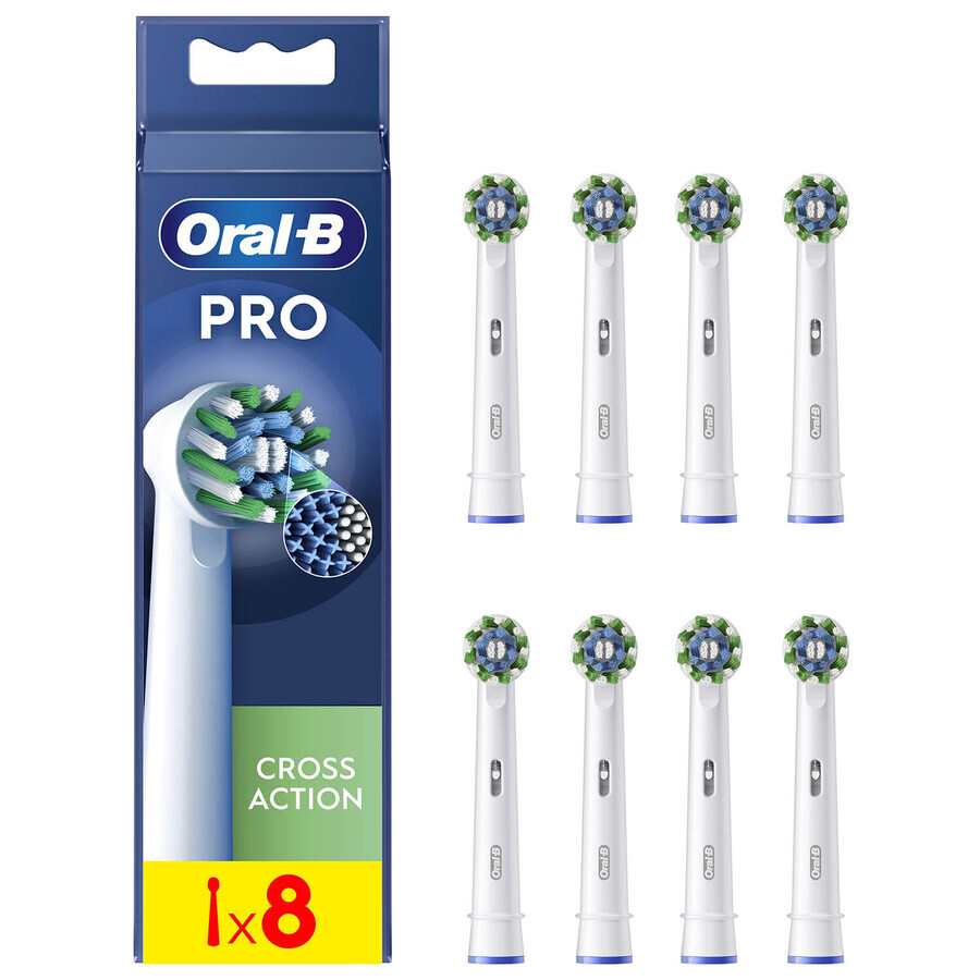 Oral-B Pro Cross Action, replacement tips for Clean Maximiser electric toothbrush, 8 pieces