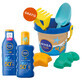 Nivea Sun Kids Protect &amp; Care 5in1 Set, Kinder-Sonnenschutzlotion, SPF 50+, 200 ml + Kinder-Sonnenschutzspray, SPF 50+, 200 ml + kostenloser Eimer mit Sand