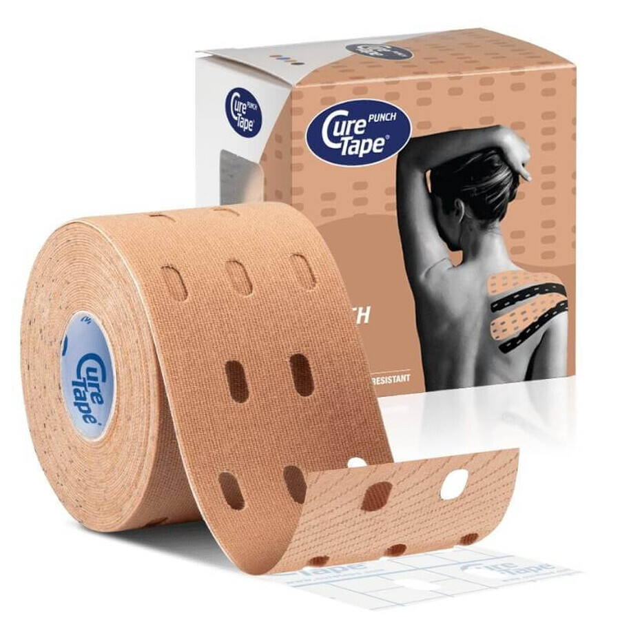 CureTape Punch, cinta kinesiológica, beige, 5 cm x 5 m, 1 ud.