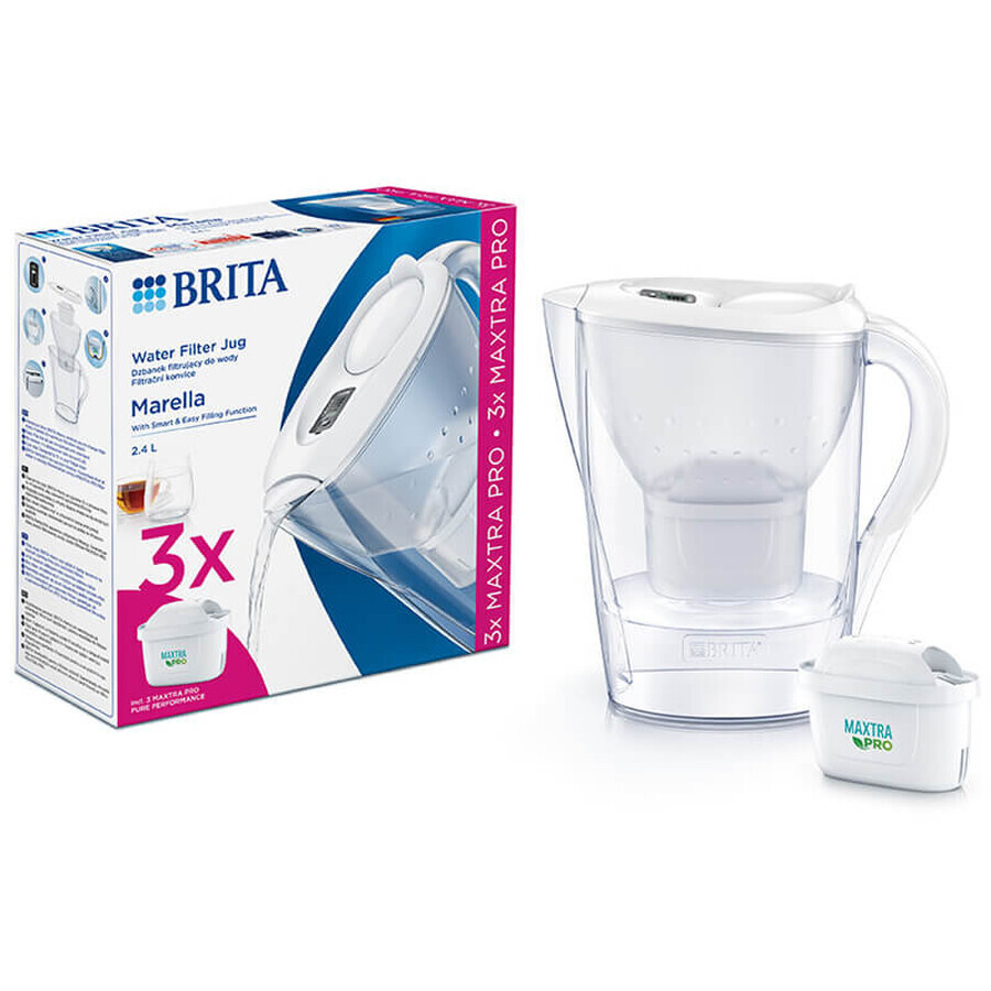 Brita Marella, jug with filter 2,4 l, white + filter Maxtra Pro Pure Performance, 3 pieces