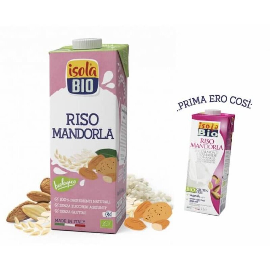 Vegetarian rice drink with almonds Isola Bio, 1L, AbaFoods