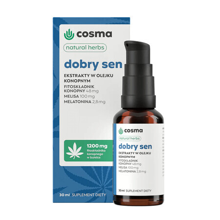 Cosma Cannabis Cannabis Natural Herbs Good Sleep, Extrakte in Hanföl, Tropfen, 30 ml