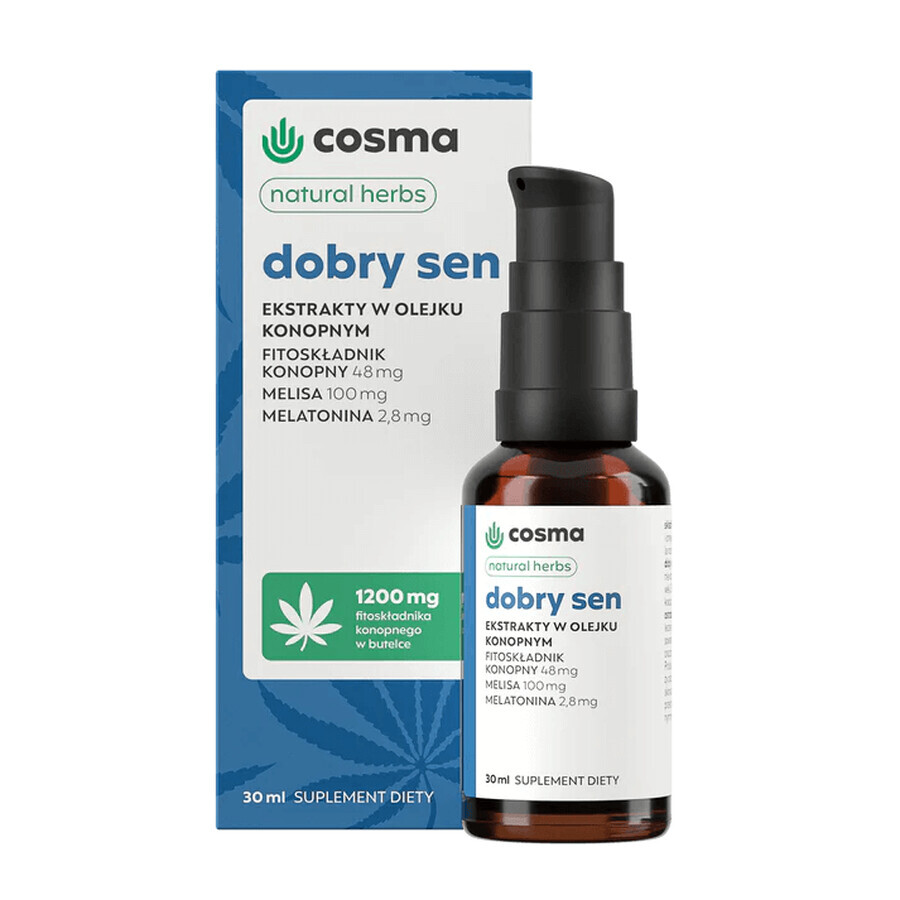 Cosma Cannabis Cannabis Natural Herbs Good Sleep, Extrakte in Hanföl, Tropfen, 30 ml