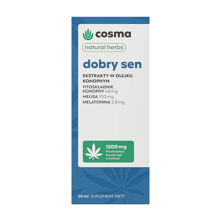 Cosma Cannabis Cannabis Natural Herbs Good Sleep, Extrakte in Hanföl, Tropfen, 30 ml