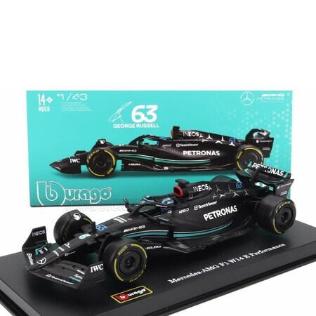 Mercedes-AMG F1 W14 E Performance W14 E Performance con casco George Russell, +14 años, 1:43, Bburago