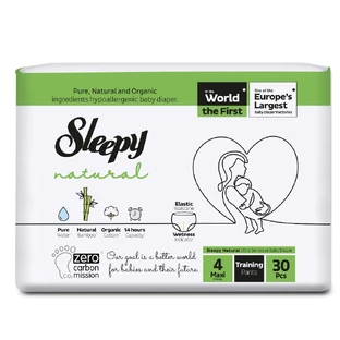 Scutece chilotel pentru bebelusi Natural, Nr 4 Maxi, 7-14 kg, 30 bucati, Sleepy