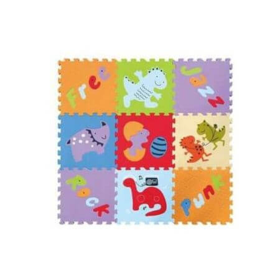 Puzzlematte Dinosaurier Welt, 92x92 cm, Babygreat